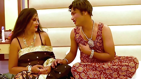 Indian busty brunette gives a great blowjob and takes off her clothes