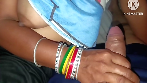 Indian teen in a black skirt sucks and cums on my body