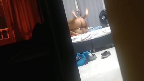 Indian voyeur fucks her neighbor's cock in doggy position