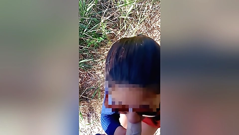 Amateur brunette riding with a hot male in the park