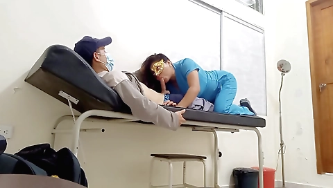 Busty doctor and her patient are having a fun together