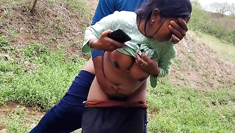 Crazy brunette chick gets her pussy pounded outdoors