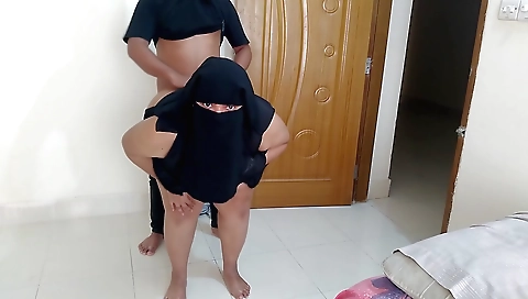Indian naked girl caught in black hoodie and hijab