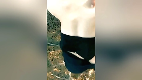 Girlfriend is riding her boyfriend's hard rod outdoors in forest
