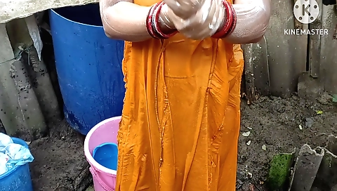 Indian chick with big boobs and sexy body is on her knees