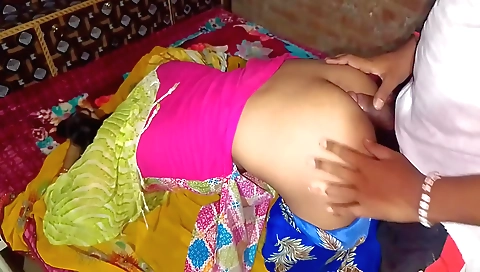 Indian girl with a nice ass is riding on a doggy style
