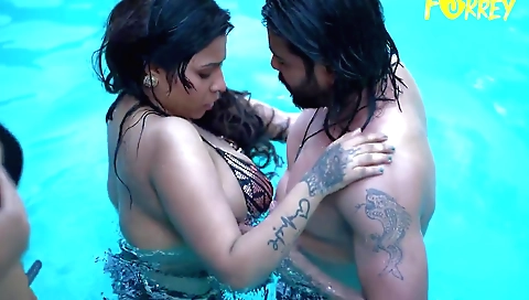Indian teen with a tattooed face and a shaved pussy gets fucked