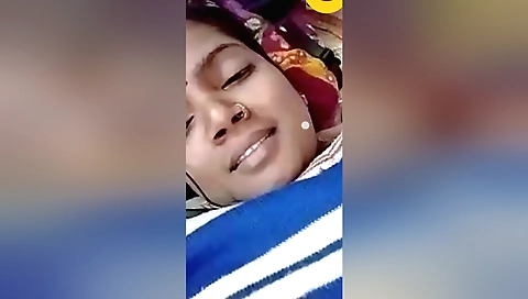 Indian brunette girl enjoys alone time in her home