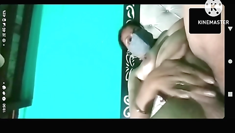 Indian brunette with huge boobs enjoys a solo call service