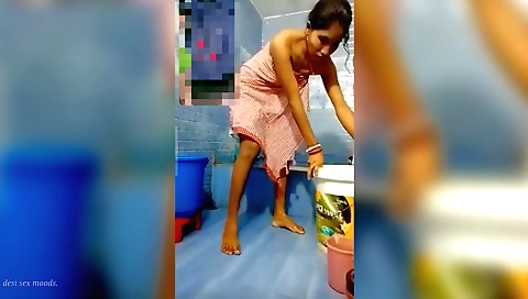 Indian shower girl wearing sexy lingerie in the shower