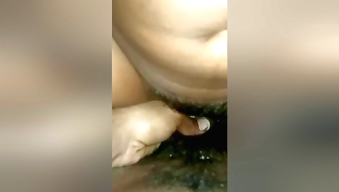 Bhabi plays around in her hairy pussy and hairy body