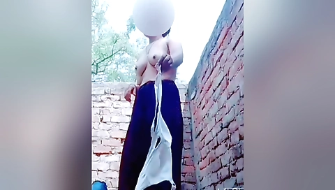 A Girl Was Taking Bath In Her Courtyard - Very Beautiful