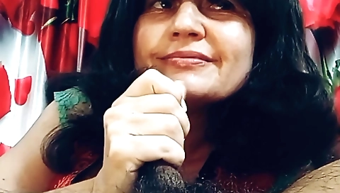 Indian girl in sexy outfit is having a deepthroat blowjob