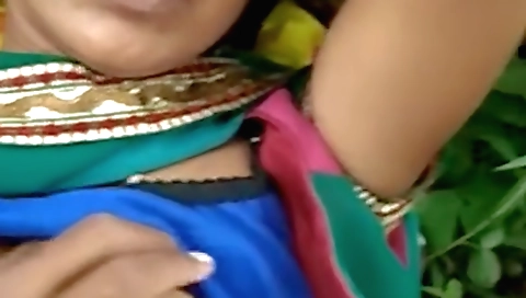 Busty indian milf with a hairy pussy having outdoor sex