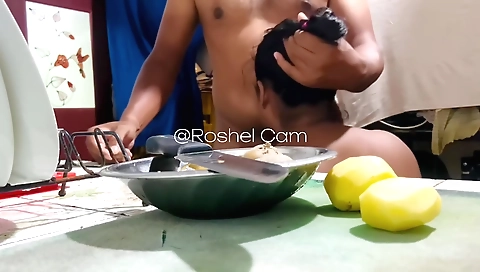 Big tits brunette with round ass is playing with her boyfriend