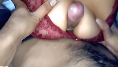 Indian couple with huge boobies making love in the camera