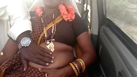 Sexy indian wife and her boyfriend fucked in the car