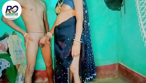 Indian brunette riding a cock and giving a handjob