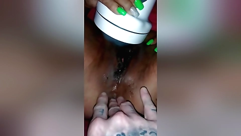 Brunette girl with a huge dildo on webcam porn video