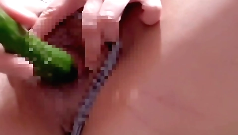 Slender blonde with a long cucumber is a pleasure to watch