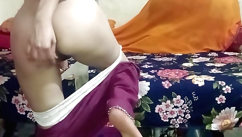 Busty Indian wife has hairy bush and big booty in a big bedroom