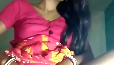 Busty brunette girl plays herself naked on webcams