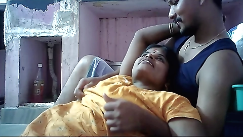 Indian housewife is having fun in the village house
