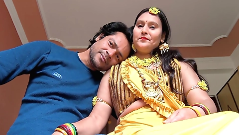 Indian milf gets fucked with a dildo and with her partner