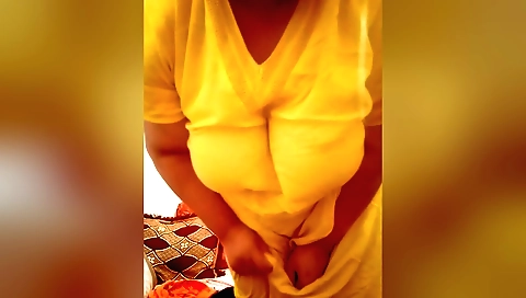 Busty indian girl with big boobs plays with her boobs