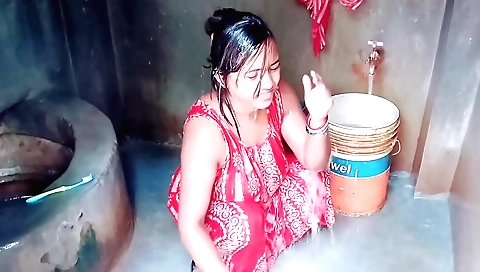 Indian brunette playing with husband's cock in the bedroom