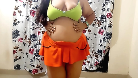 horny brunette strips naked for a webcam sex session