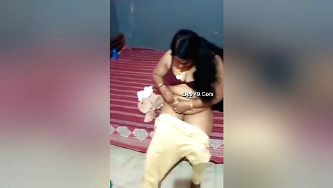 Sexy mature 18+ chick masturbating and taking off her top