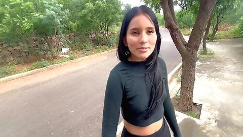 Hot brunette indian and a small tittied girl fuck in apartment