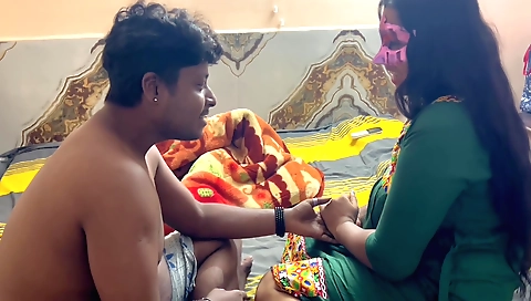 Indian stepsister gets fucked on a beach in a blue dress