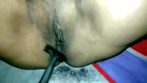 amateur stepsister fucks her hairy pussy with a white rod