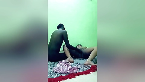 Amateur couple enjoying the sun outside and being naked